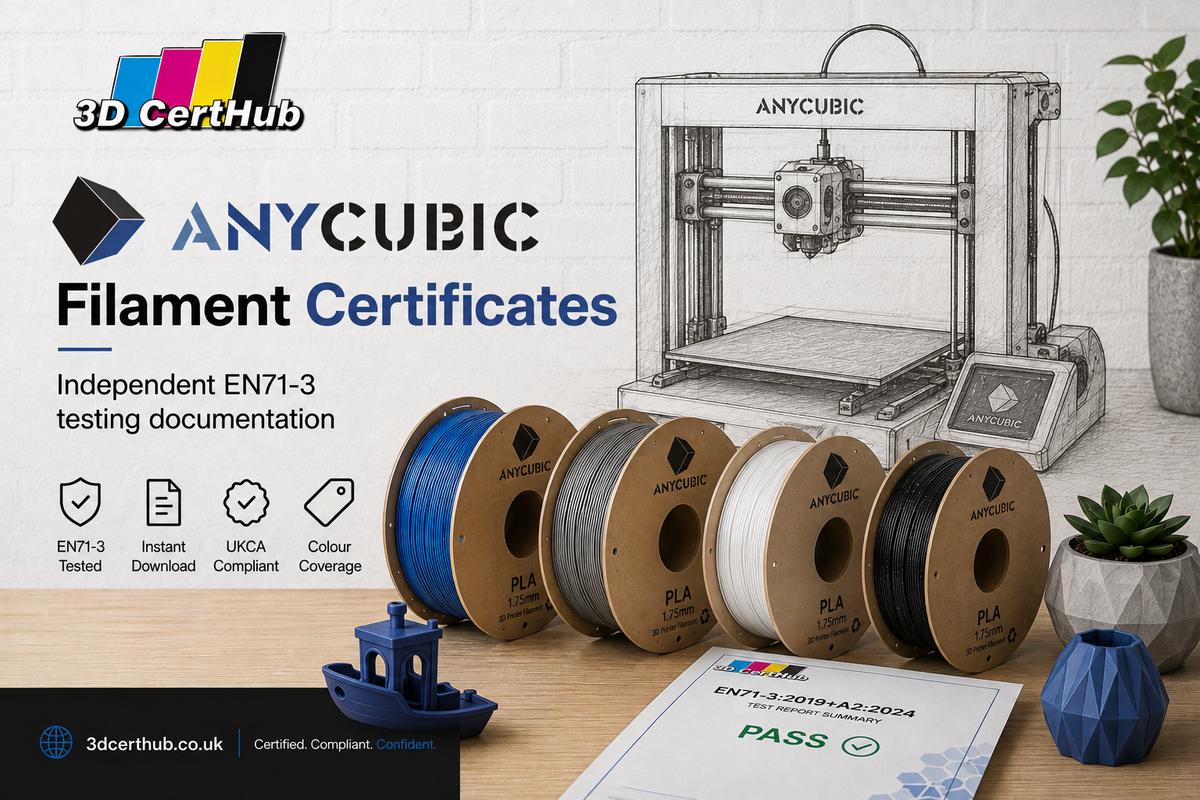 Anycubic Filament EN71-3 Certificates