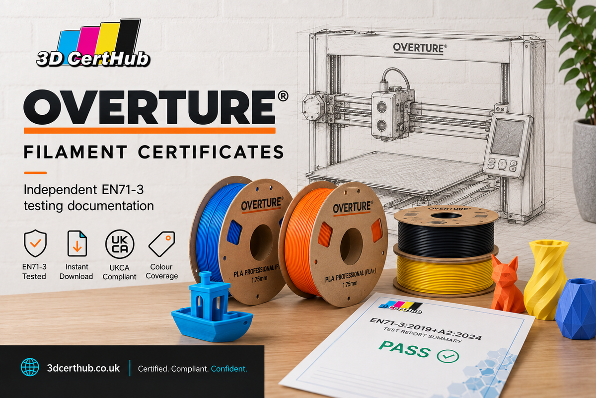 Overture Filament EN71-3 Certificates