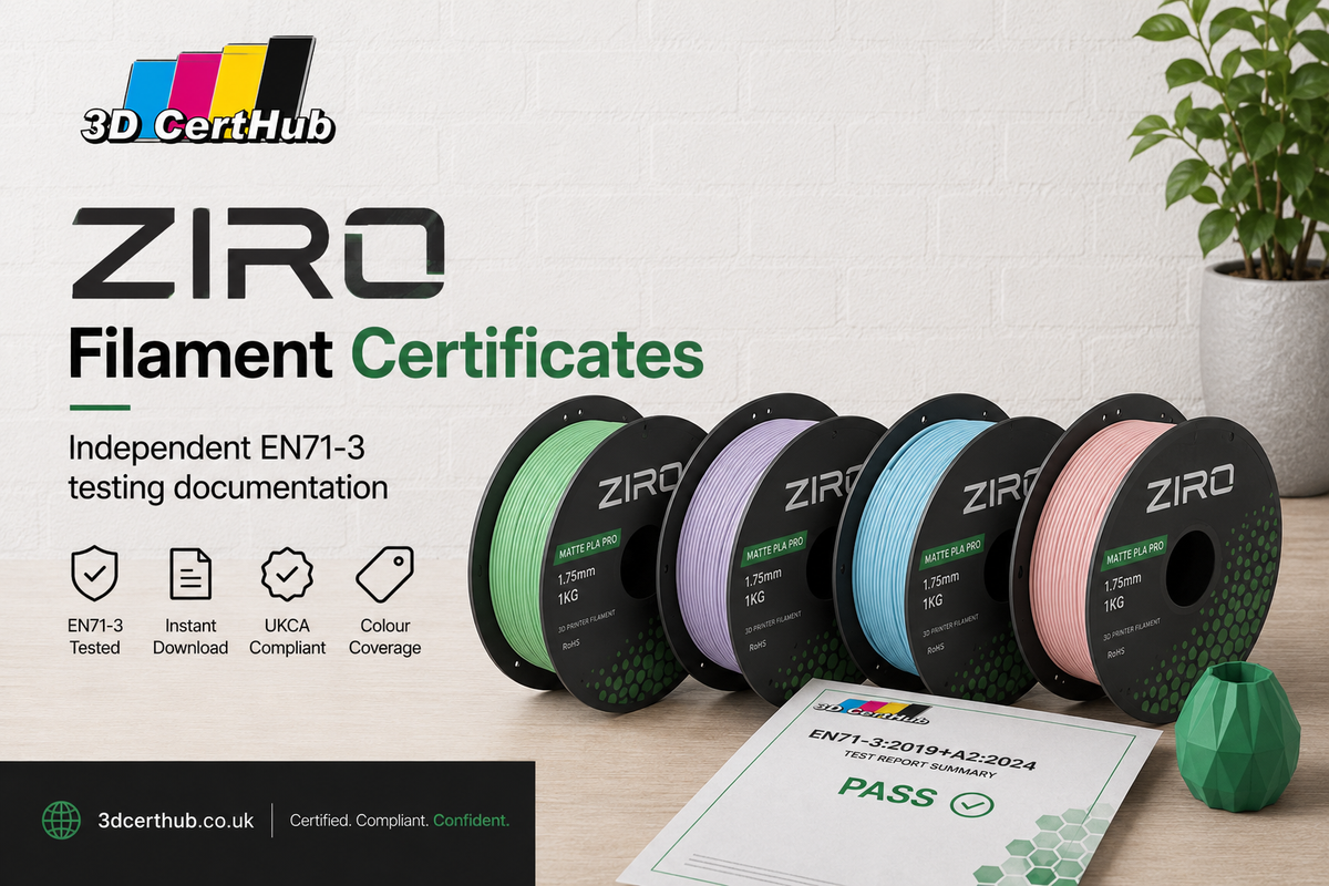 ZIRO Filament EN71-3 Certificates