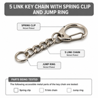 Keyosk Products 5 Link Nickel-Plated Chain with Sprung Gate Clip and Jump Ring